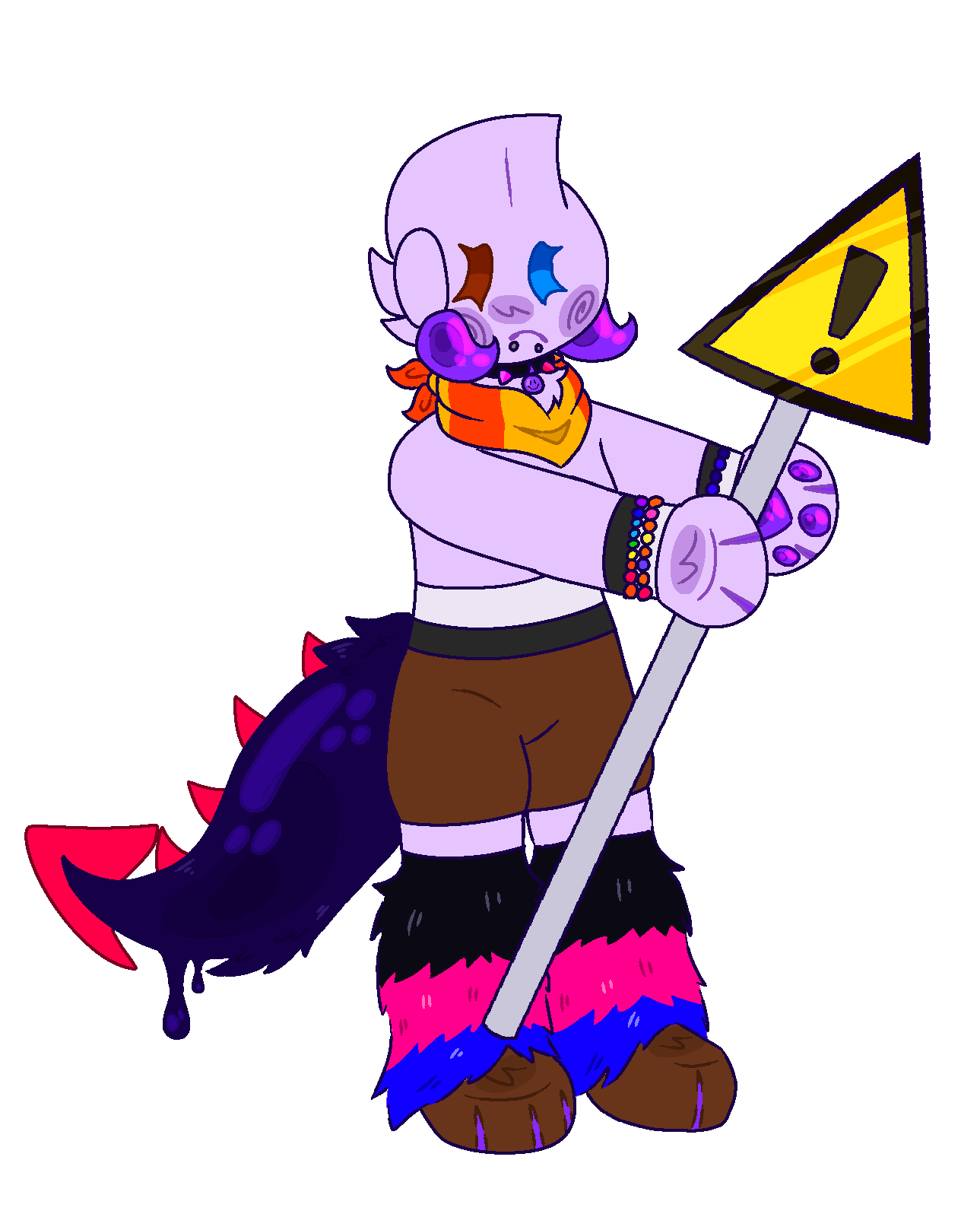 pagedoll of alex topaz holding an warning sign